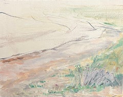 Antique 1930's French Impressionist Minimalist Coastal Landscape with Gentle Brushstroke