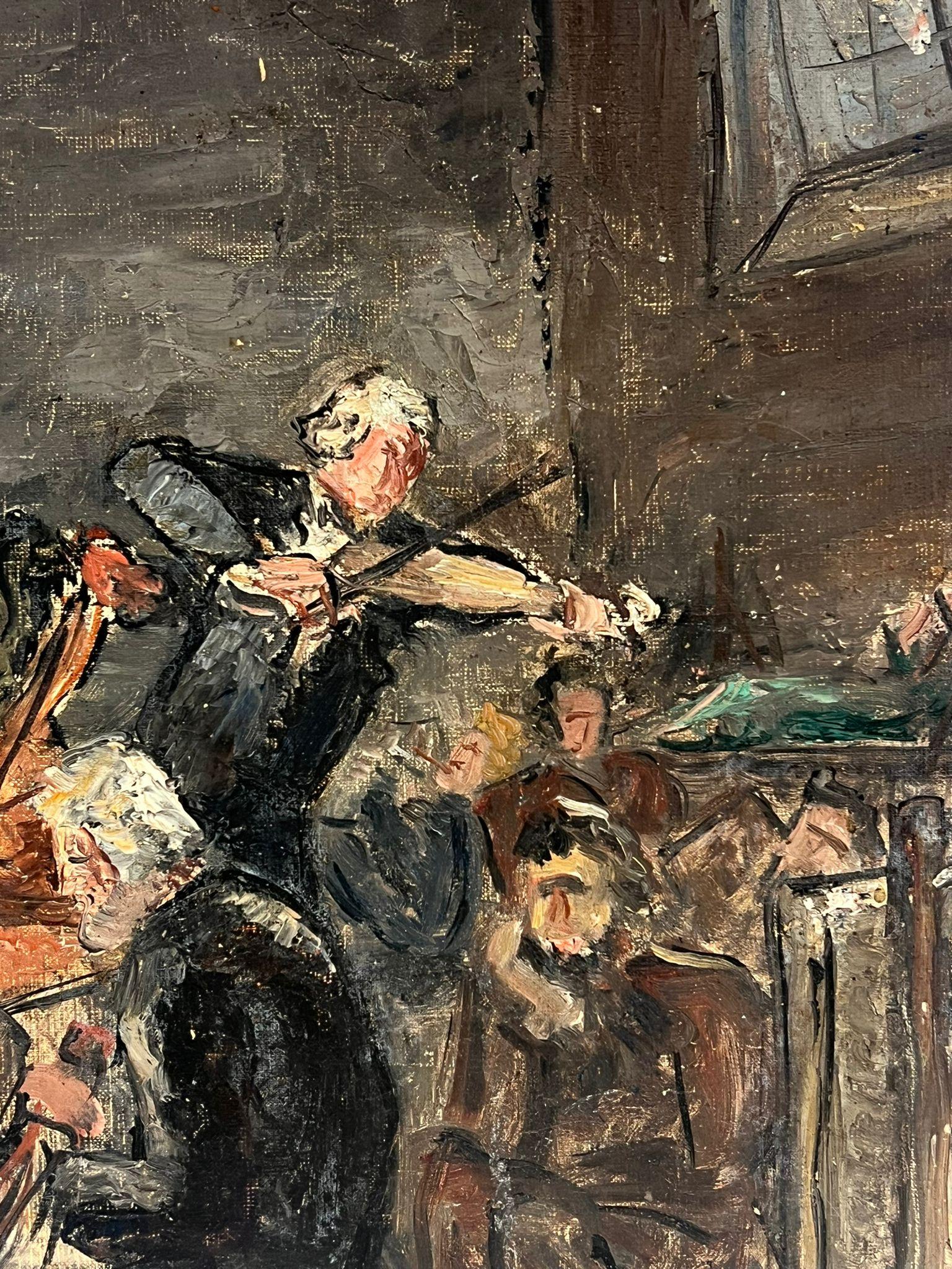 1930's French Impressionist Oil The Musical Band Orchestra Playing For Sale 1