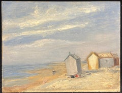 Huîtres de plage sur une plage tranquille avec des personnages se relaxant sous un ciel bleu doux