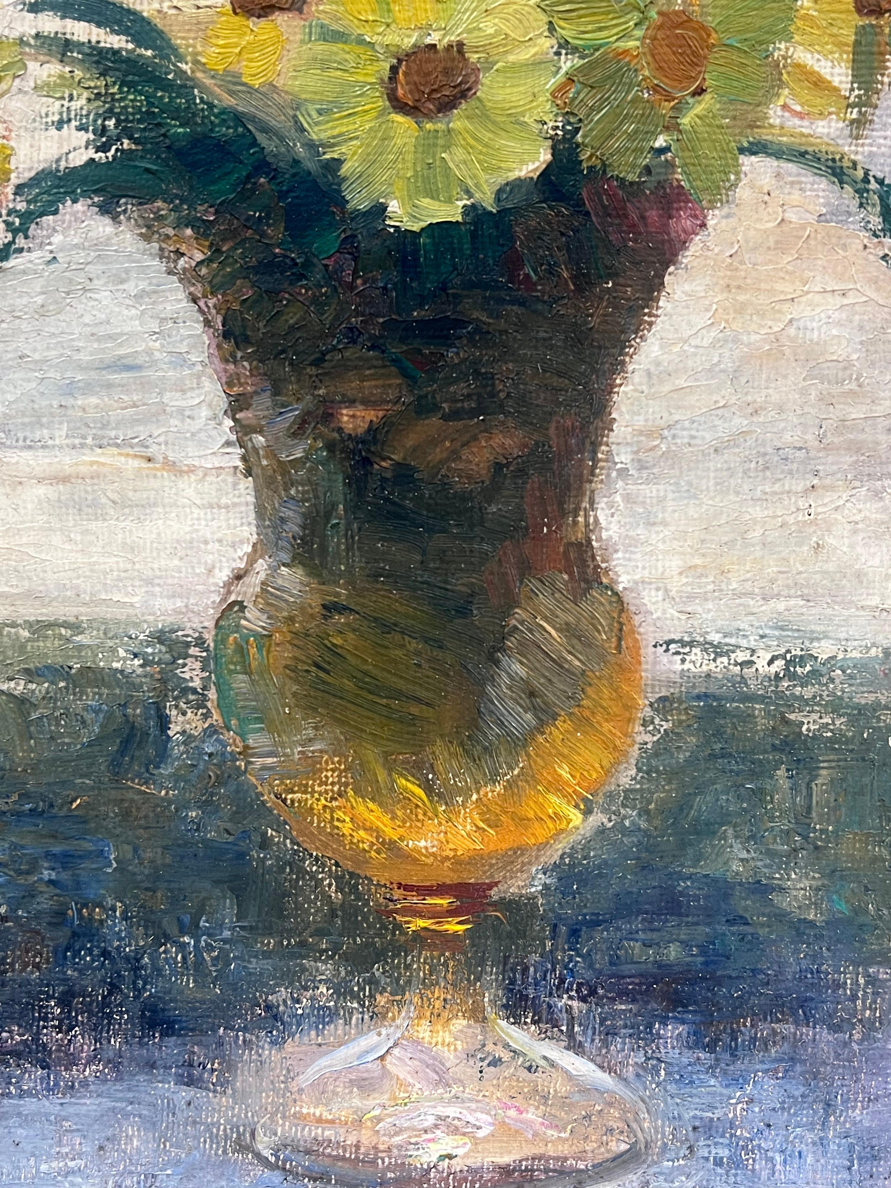 Nature morte à la marguerite jaune
Simone Forge 1930's French Impressionist 
huile sur toile, non encadrée
toile : 18 x 15 pouces
Provenance : Collection privée
Condit : Très bon état 

Pour plus d'informations, n'hésitez pas à nous contacter si