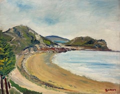 Paysage de la côte incurvé avec des Cliffs rocheux, des plages de sable et des plages de Breezy