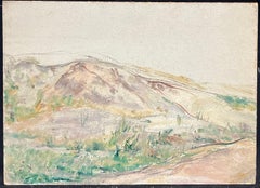 Impressionistic Landscape of White Rolling Hills and Green Sparse Vegetation