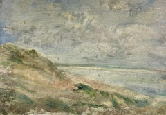 Paysage impressionniste français du milieu du 20e siècle à l'huile Dusty Sand Dunes Landscape