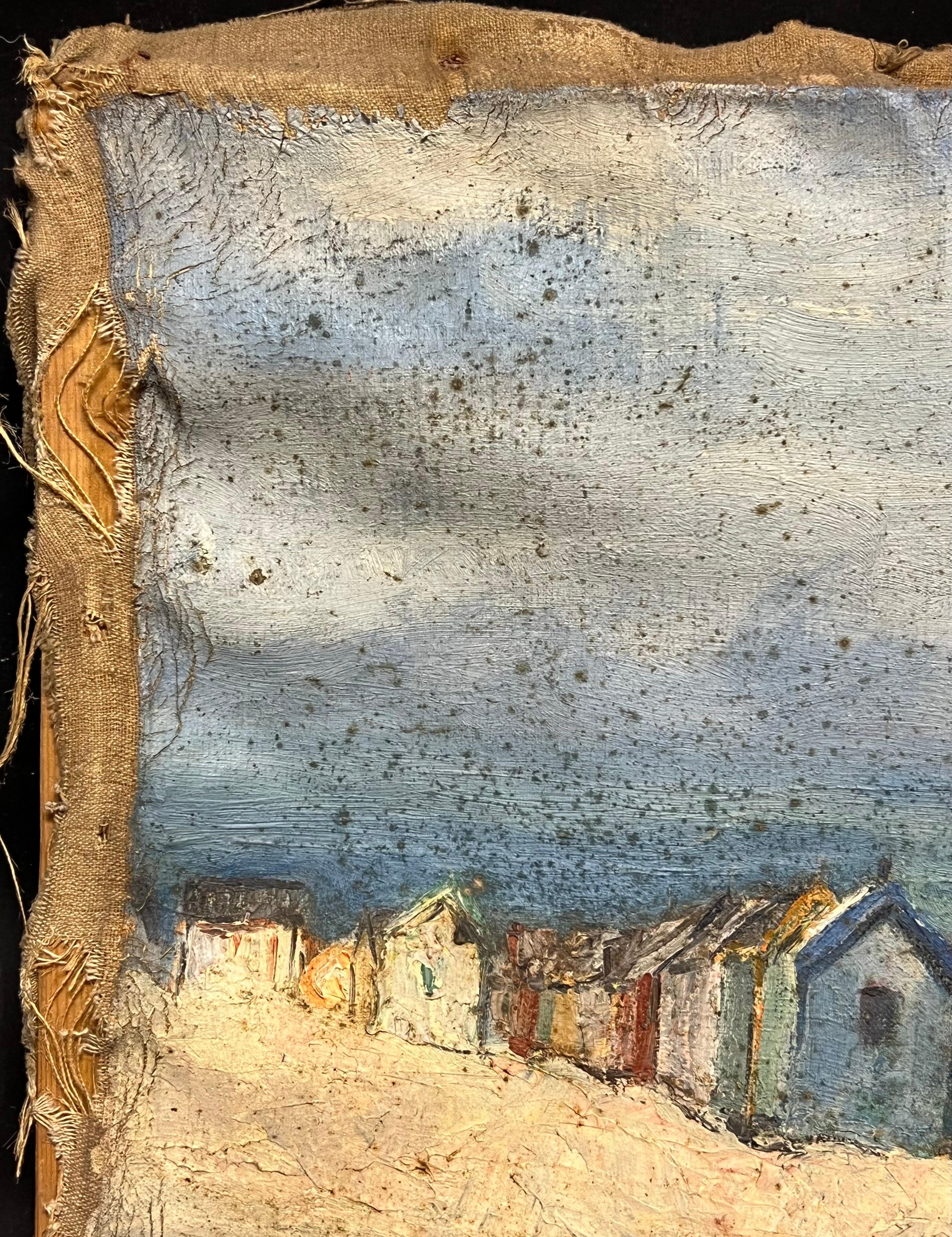Scène côtière vintage
Simone Forge 1930's French Impressionist 
huile sur toile non encadrée
toile : 13 x 18 pouces
Collectional : collection privée
Condit : bon état avec une usure évidente de la toile vieillie

Pour plus d'informations, n'hésitez