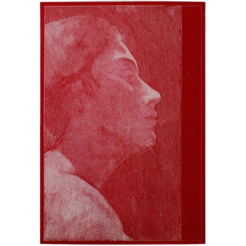 Red woman portrait etching print, by fine Italian etcher - Print by Simone Geraci