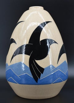 Simone Larrieu, Large Seagulls Vase, 1930s