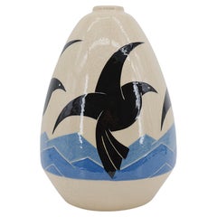 Simone Larrieu, Large Seagulls Vase, 1930s