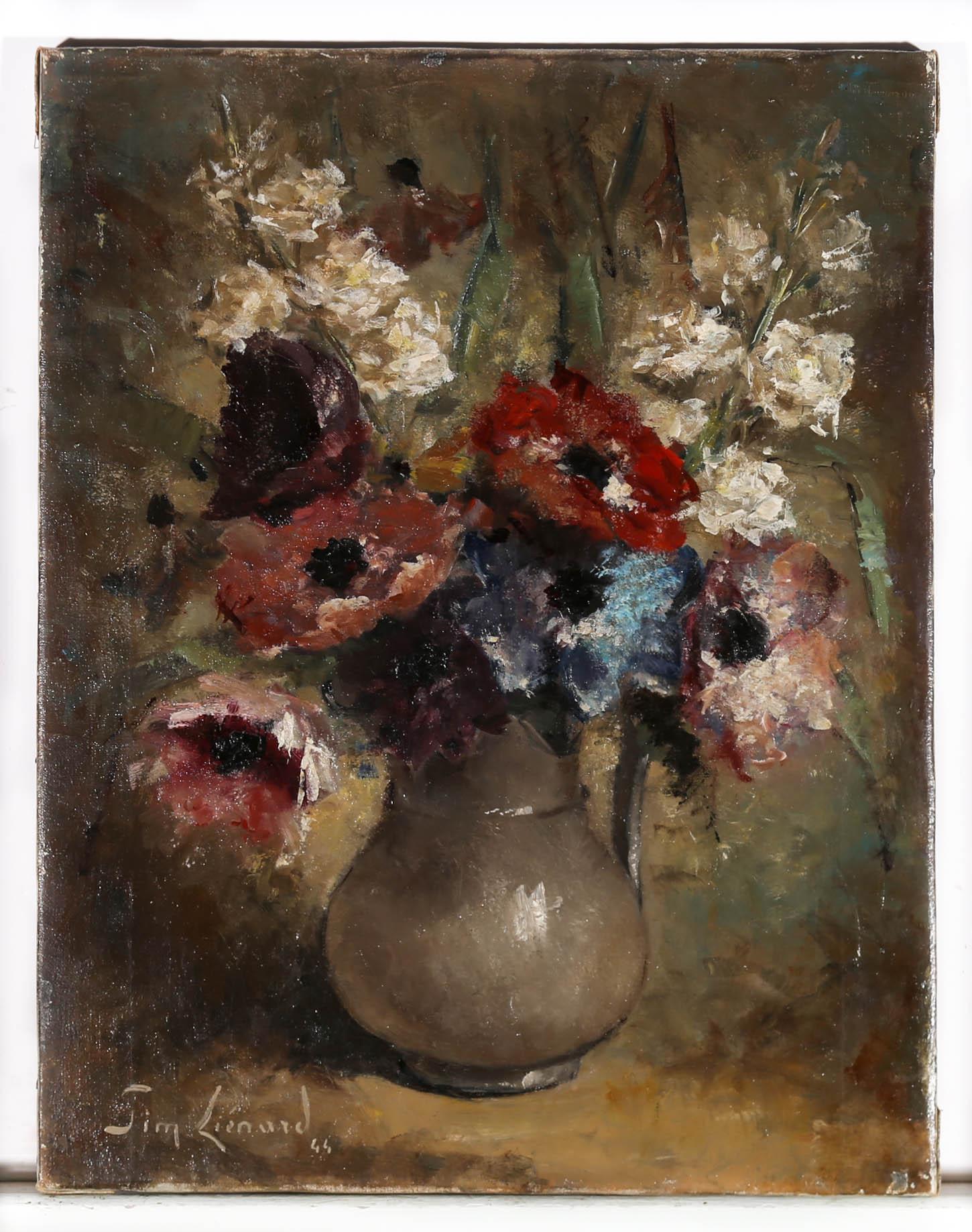 Simone Lienard (1912-1988) - Olio del 1944, Fiori gioiosi 2
