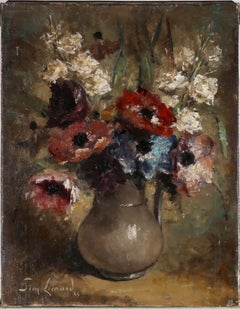 Vintage Simone Lienard (1912-1988) - 1944 Oil, Joyful Flowers