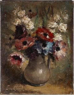 Simone Lienard (1912-1988) - Huile, fleurs joyeuses