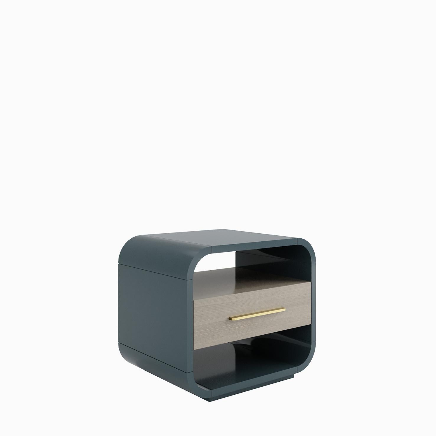 Portuguese SIMONE Nightstand with Ebony Makassar Drawer For Sale