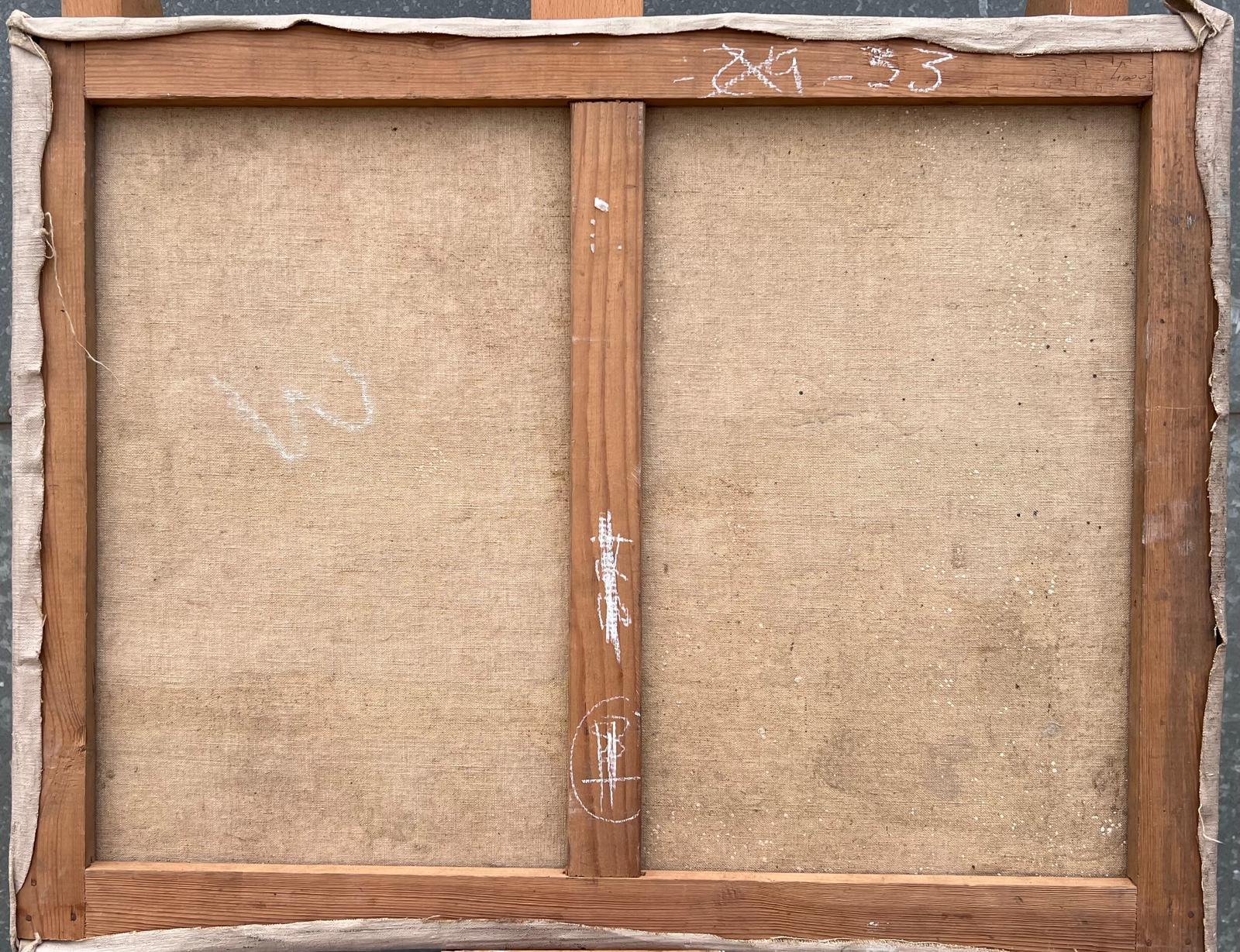 Beautiful Vintage French Oil Painting Still Life Flowers on Table Top, Large oil For Sale 7