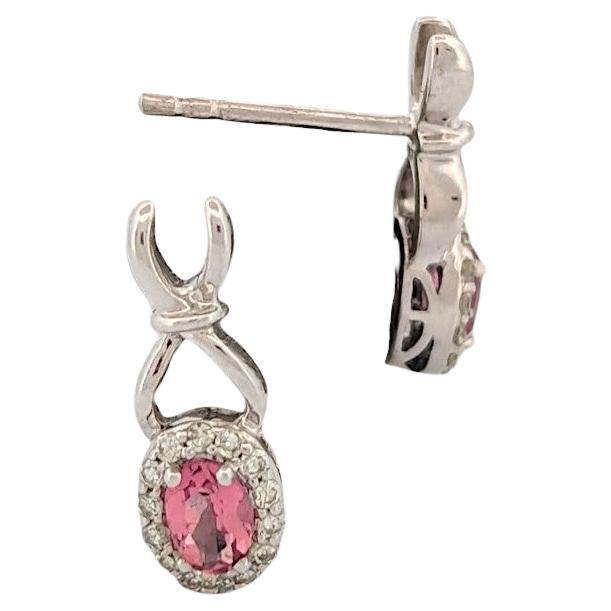 Simone Boucles d'oreilles en or blanc 10 carats avec tourmaline rose naturelle en vente