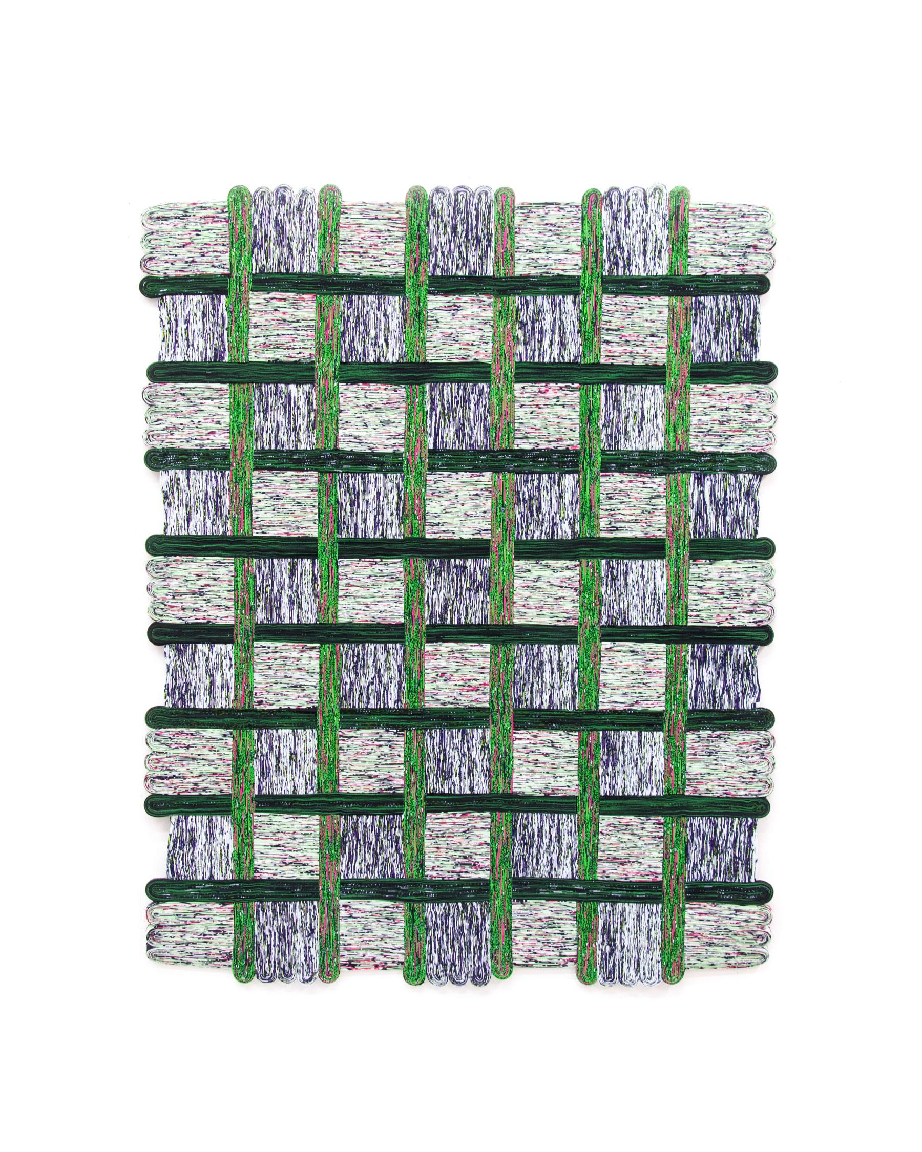 Woven Wall Tapestry - Green Checkered - Mixed Media Art by Simone Post