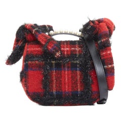 SIMONE ROCHA 2018 Borsa a tracolla in tartan Mini borsa a tracolla in tartan metallizzato con perline