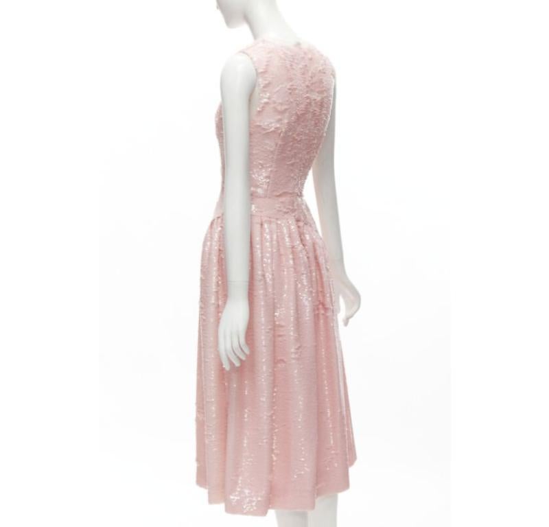 SIMONE ROCHA 2019 Runway blush pink sequins dropped seam midi dress UK6 XS 1