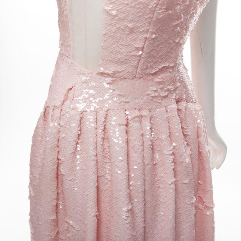 SIMONE ROCHA 2019 Runway blush pink sequins dropped seam midi dress UK6 XS 2