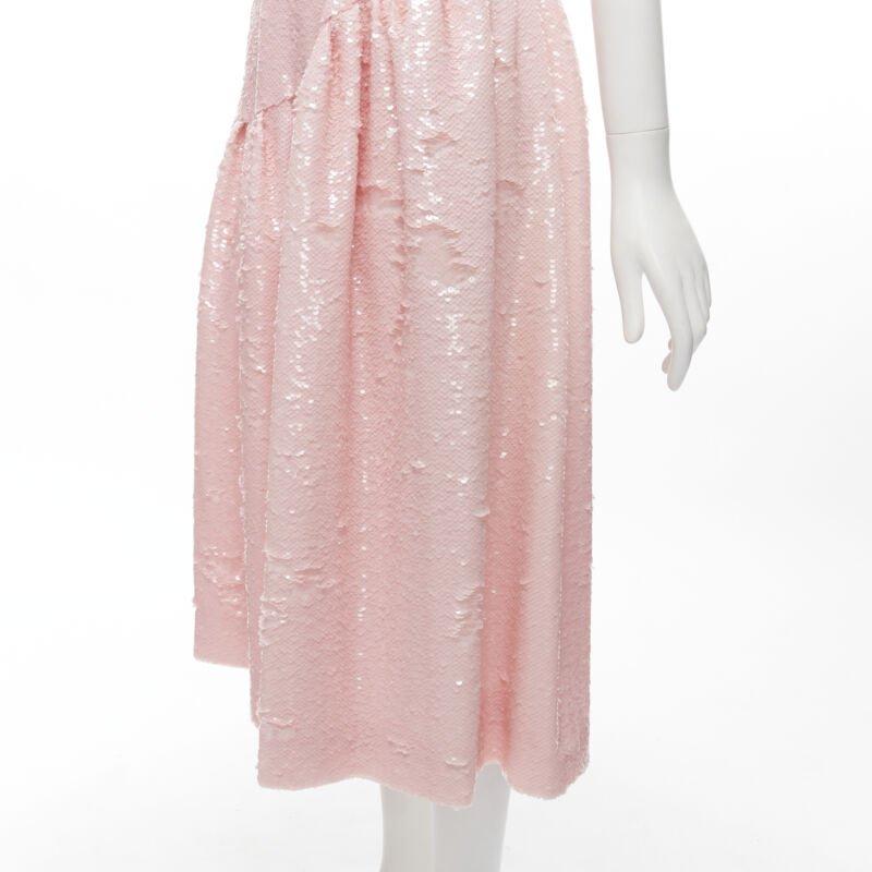 SIMONE ROCHA 2019 Runway blush pink sequins dropped seam midi dress UK6 XS 3