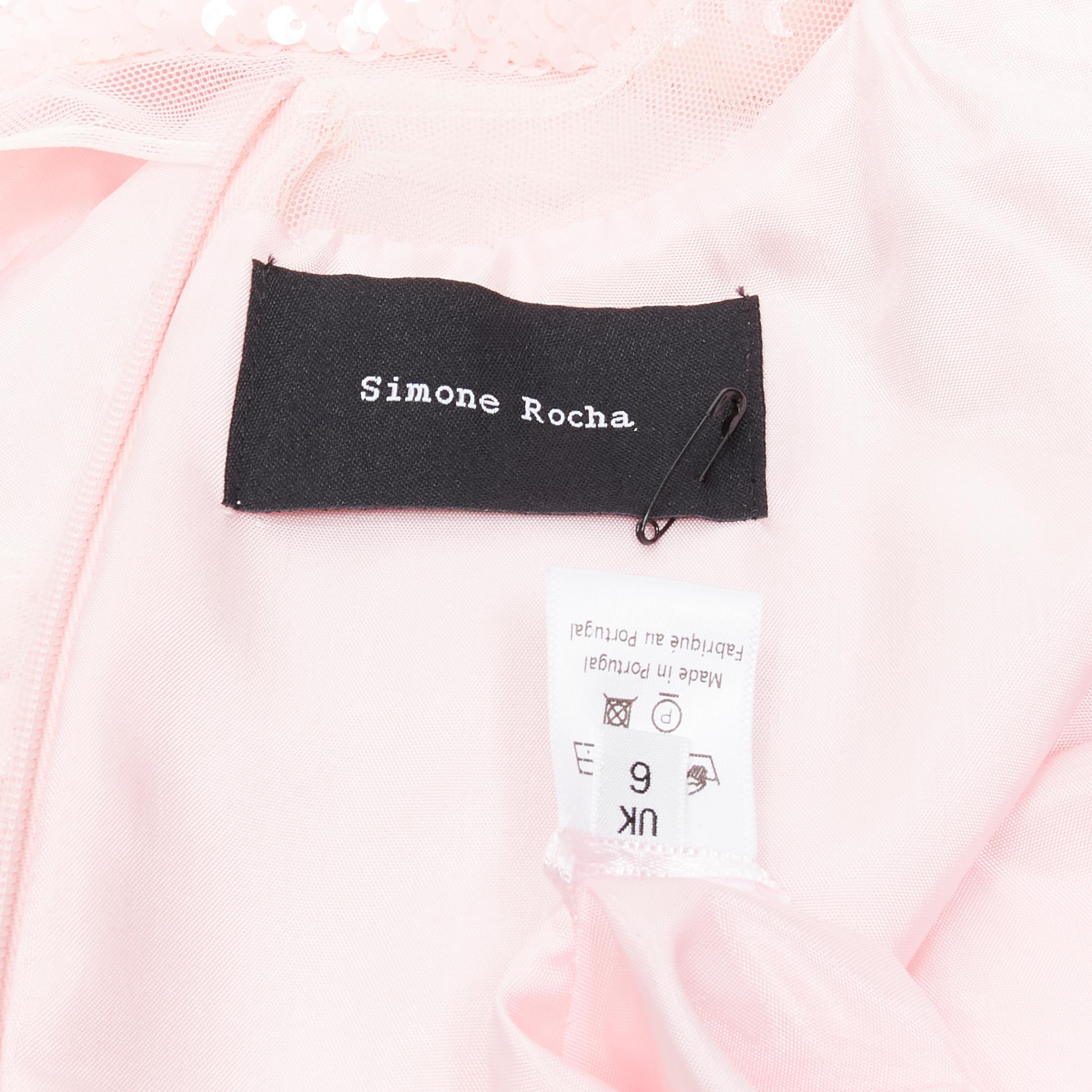 SIMONE ROCHA 2019 Runway blush pink sequins dropped seam midi dress UK6 XS For Sale 2