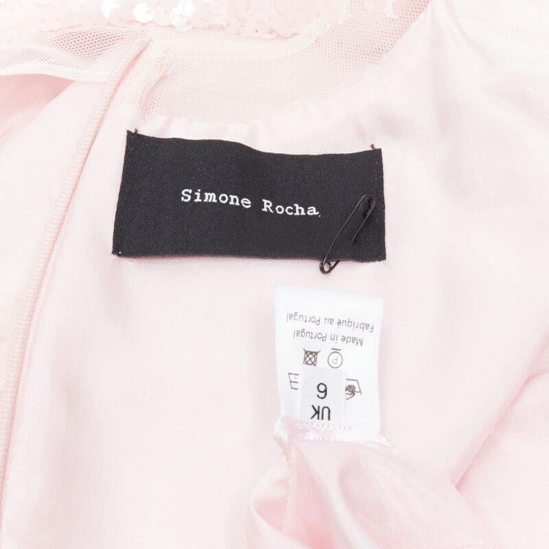 SIMONE ROCHA 2019 Runway blush pink sequins dropped seam midi dress UK6 XS 4