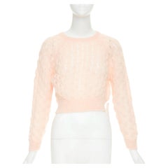 SIMONE ROCHA 2023 peach pink mohair blend bubble knit cropped sweater XS