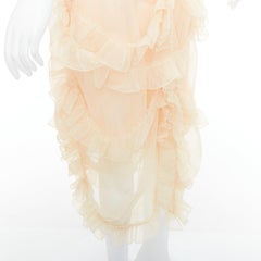SIMONE ROCHA beige ruffle trim tulle lace overlay tiered midi skirt UK10 M