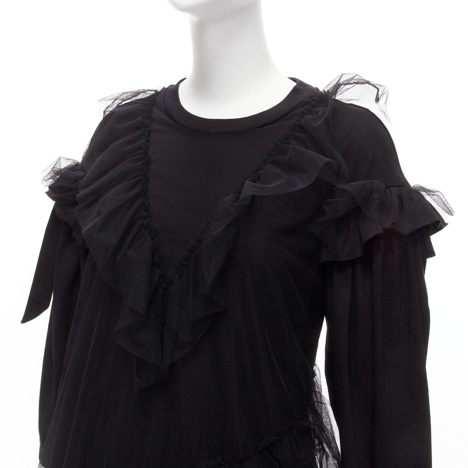 SIMONE ROCHA black asymmetric tulle ruffle trim overlay tshirt dress S
Reference: BSHW/A00018
Brand: Simone Rocha
Material: Cotton
Color: Black
Pattern: Solid
Closure: Slip On
Made in: Portugal

CONDITION:
Condition: Excellent, this item was