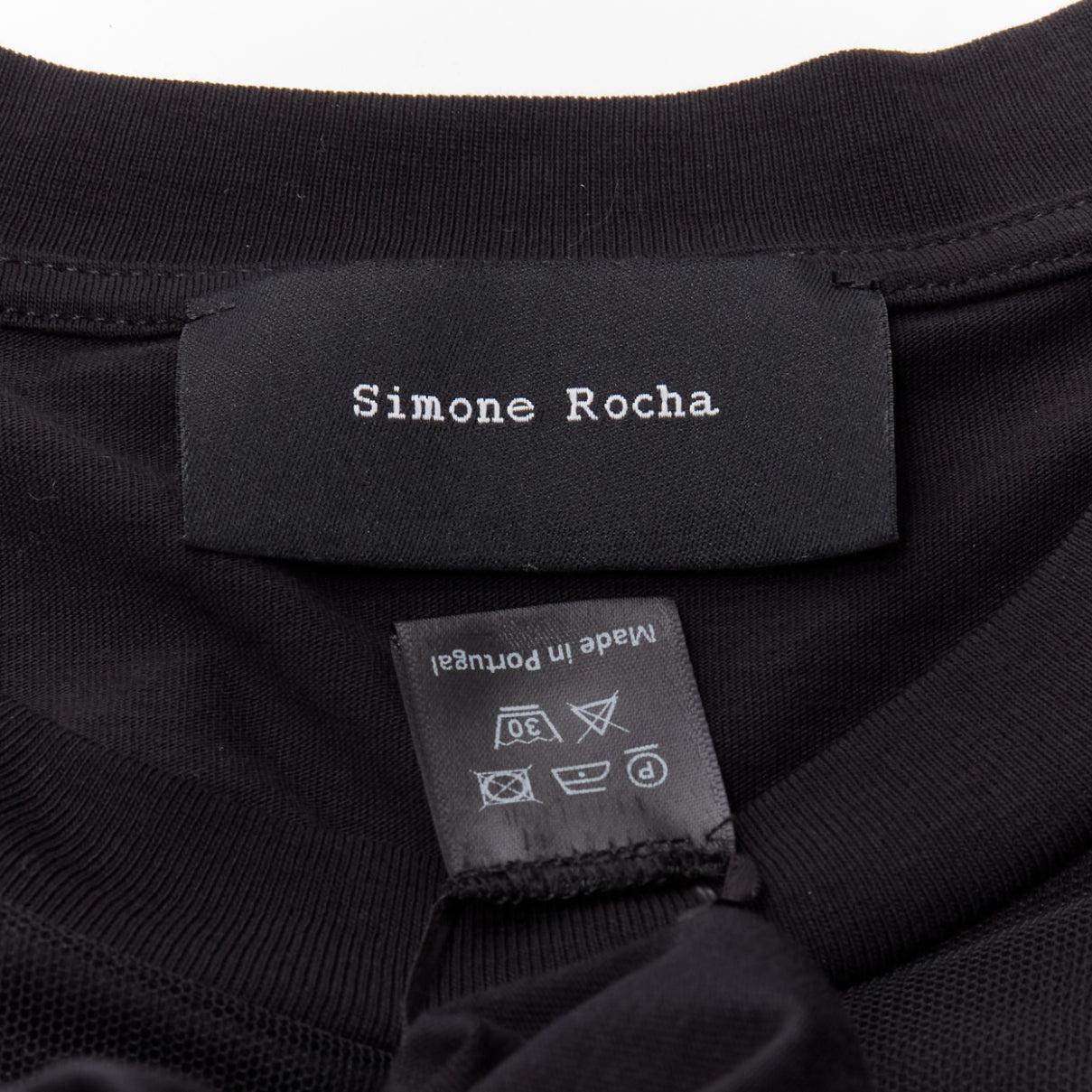 SIMONE ROCHA black asymmetric tulle ruffle trim overlay tshirt dress S For Sale 3
