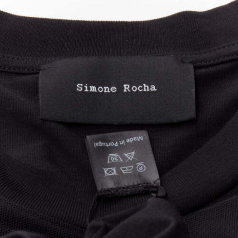 SIMONE ROCHA black asymmetric tulle ruffle trim overlay tshirt dress S For Sale 3