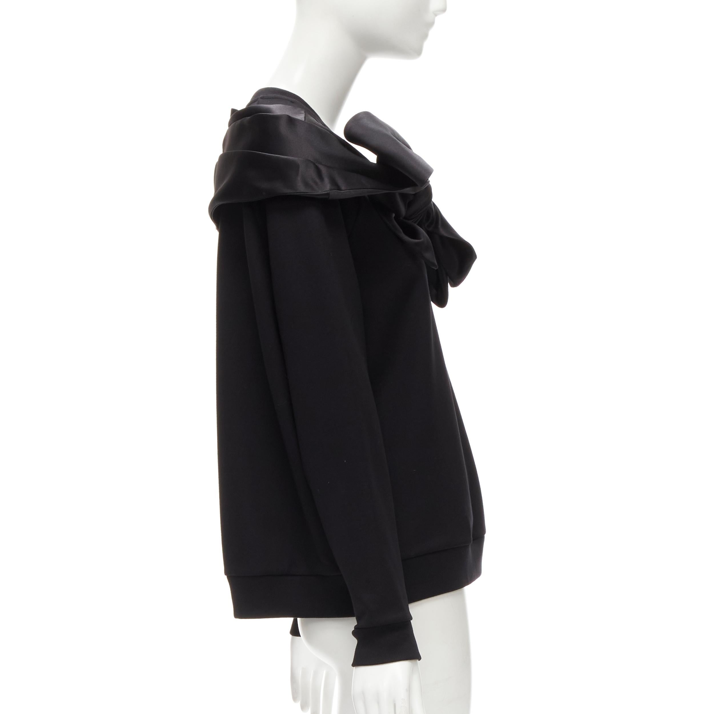 Women's SIMONE ROCHA black bow tie sash oversized pullover sweatshirt XXS