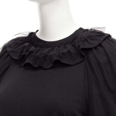 A Simon Rocha tshirt noir en coton transparent à manches bouffantes XS