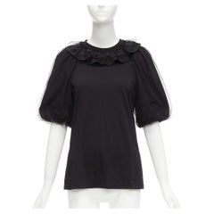 A Simon Rocha tshirt noir en coton transparent à manches bouffantes XS