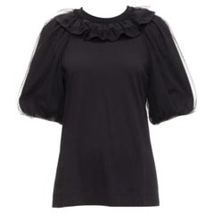 A Simon Rocha tshirt noir en coton transparent à manches bouffantes XS