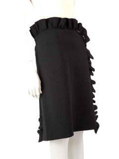 Simone Rocha Black Embellished Ruffle Trim Skirt Size M