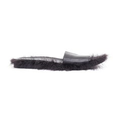 SIMONE ROCHA black feather trimmed leather flat slides mules EU38