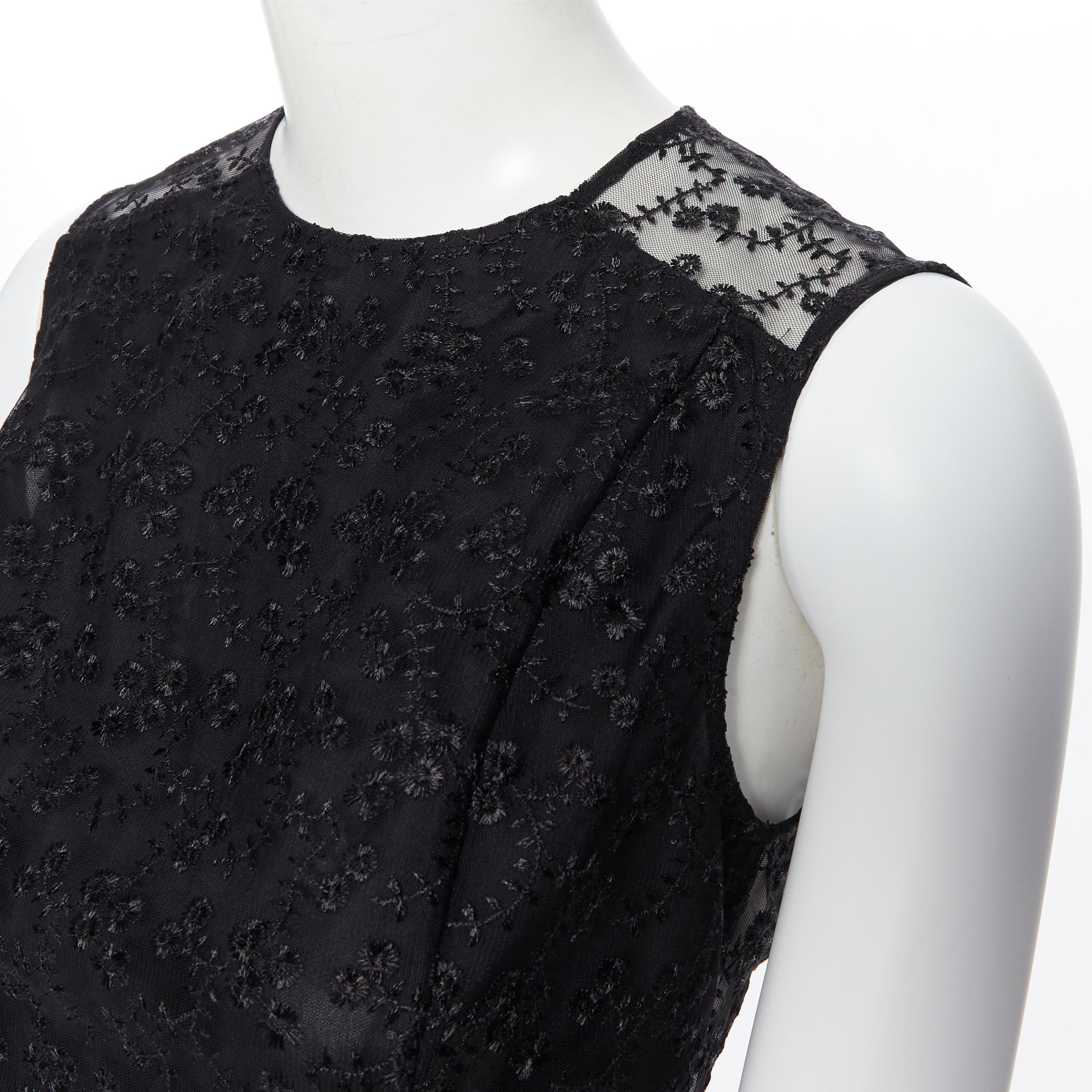 black floral embroidered top