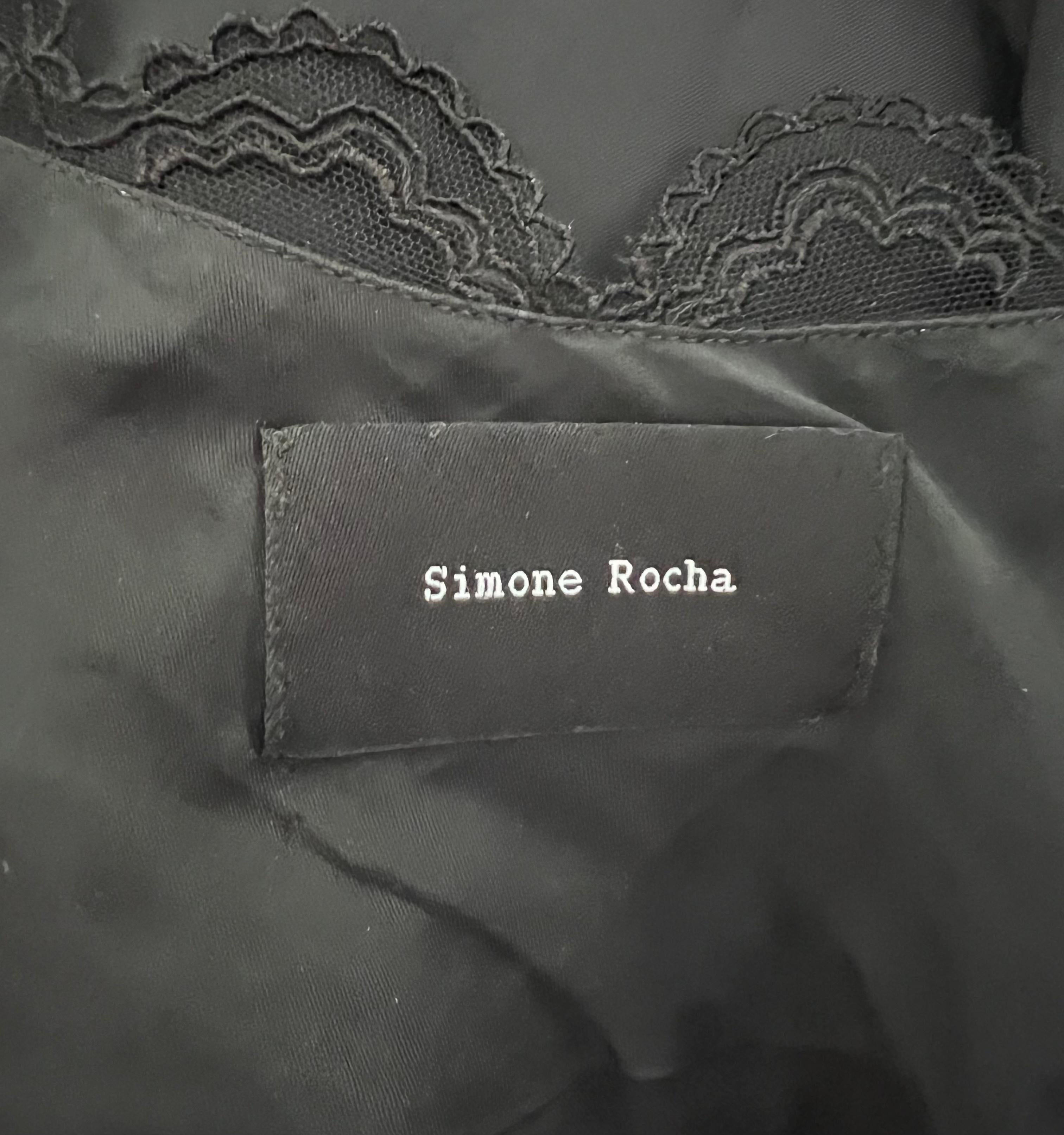 Simone Rocha Black Floral Midi Dress, Size 12 For Sale 3