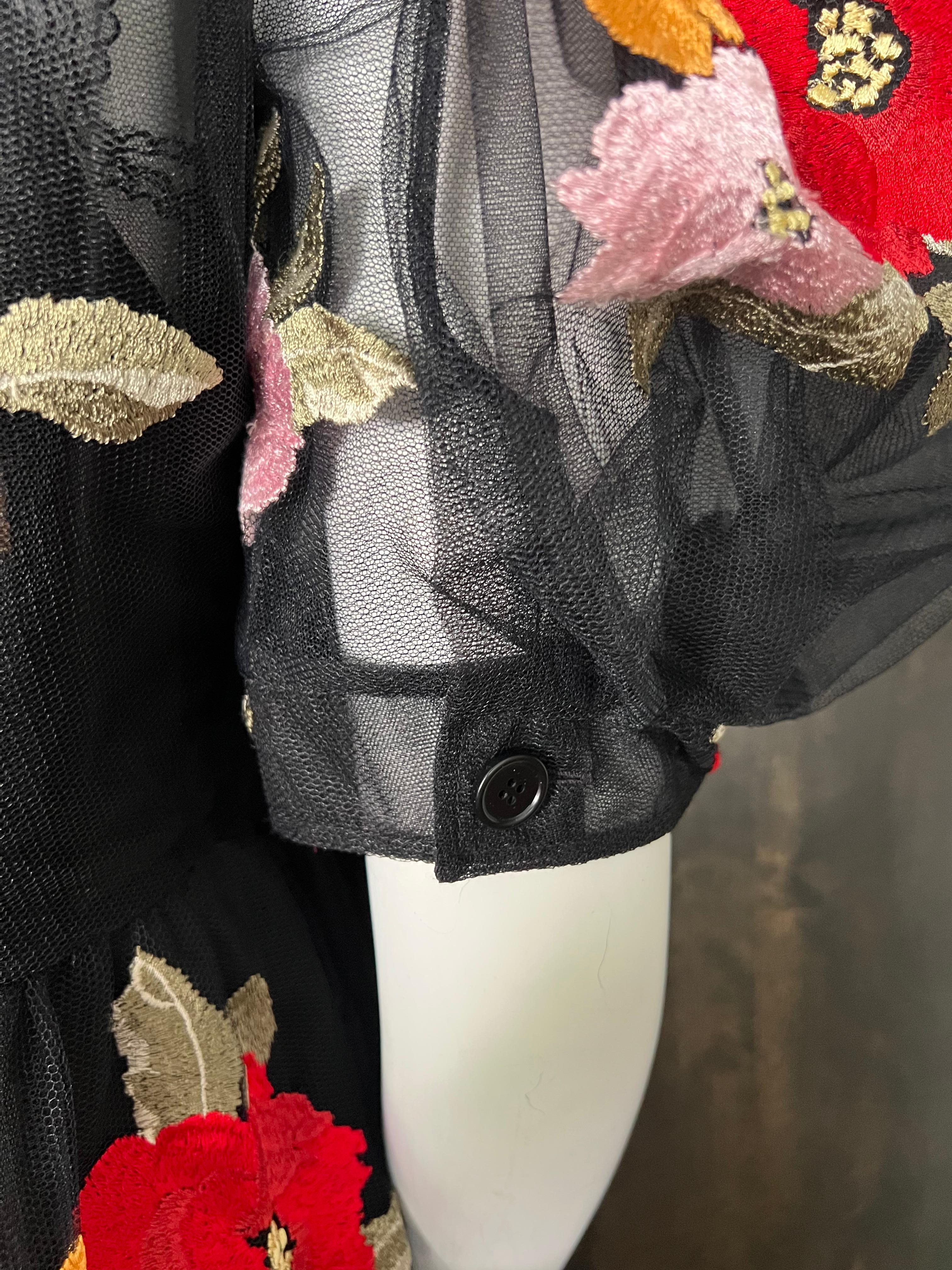Women's Simone Rocha Black Floral Midi Dress, Size 12 For Sale