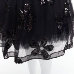 SIMONE ROCHA - Jupe tutu en tulle noir avec fleurs et paillettes UK4 XXS