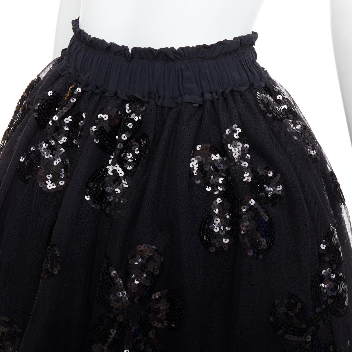 SIMONE ROCHA black floral sequin embellished tulle tutu skirt UK4 XXS For Sale 2