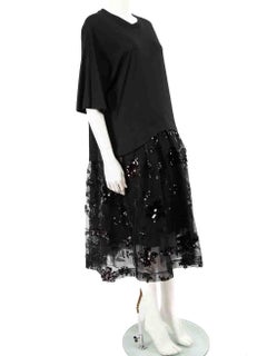 Simone Rocha Black Floral Sequin Midi Dress Size XS