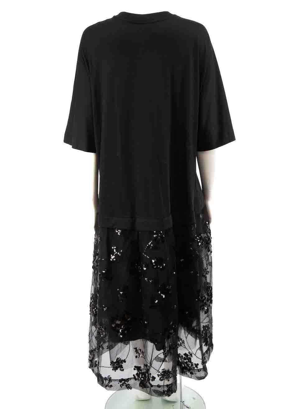Simone Rocha Black Floral Sequin Midi Dress Size XS In Excellent Condition For Sale In London, GB