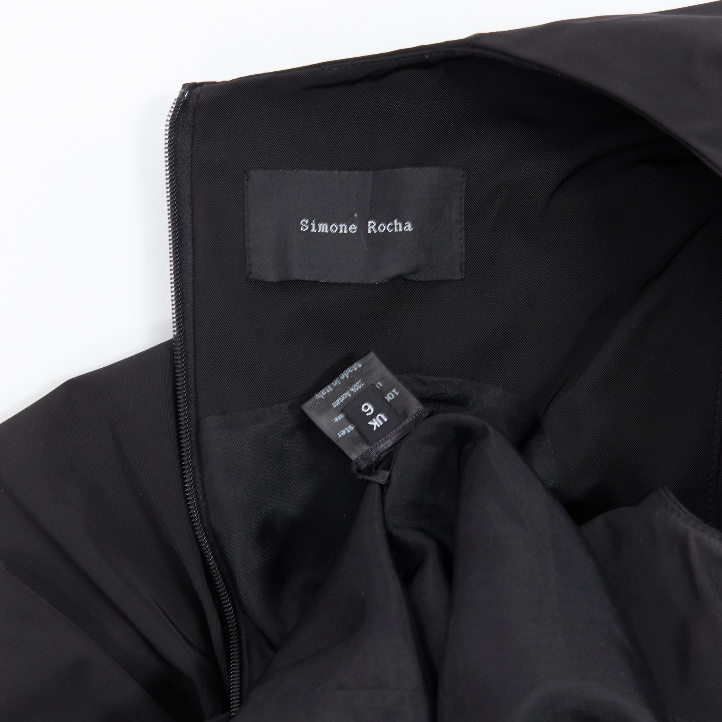 SIMONE ROCHA black gathered ruffle dropped waist flared hem cocktail dress UK6 S 3