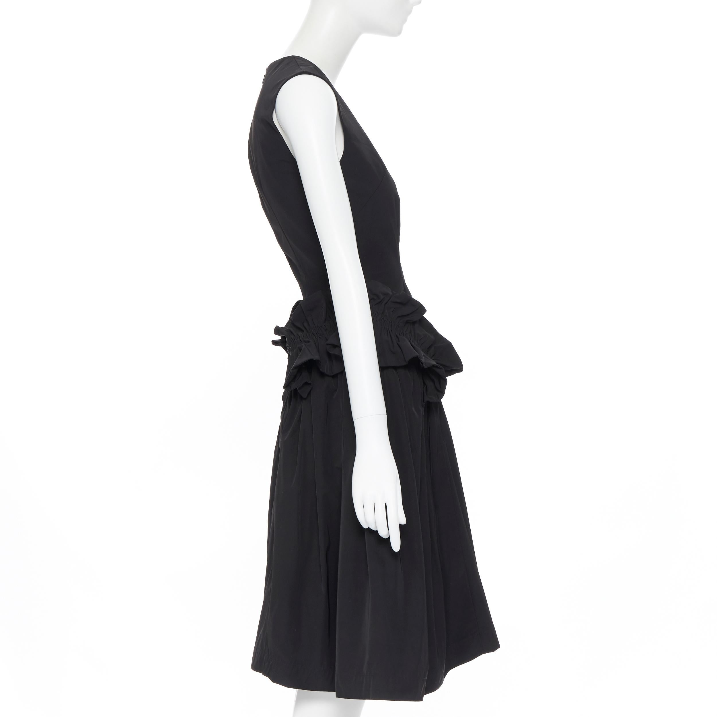 Black SIMONE ROCHA black gathered ruffle dropped waist flared hem cocktail dress UK6 S