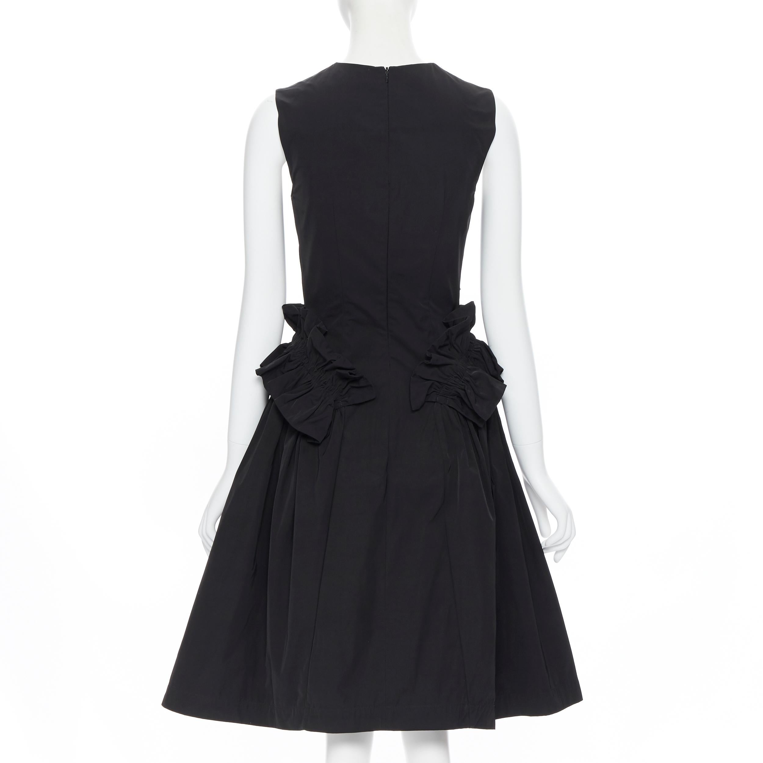 SIMONE ROCHA black gathered ruffle dropped waist flared hem cocktail dress UK6 S In Excellent Condition In Hong Kong, NT