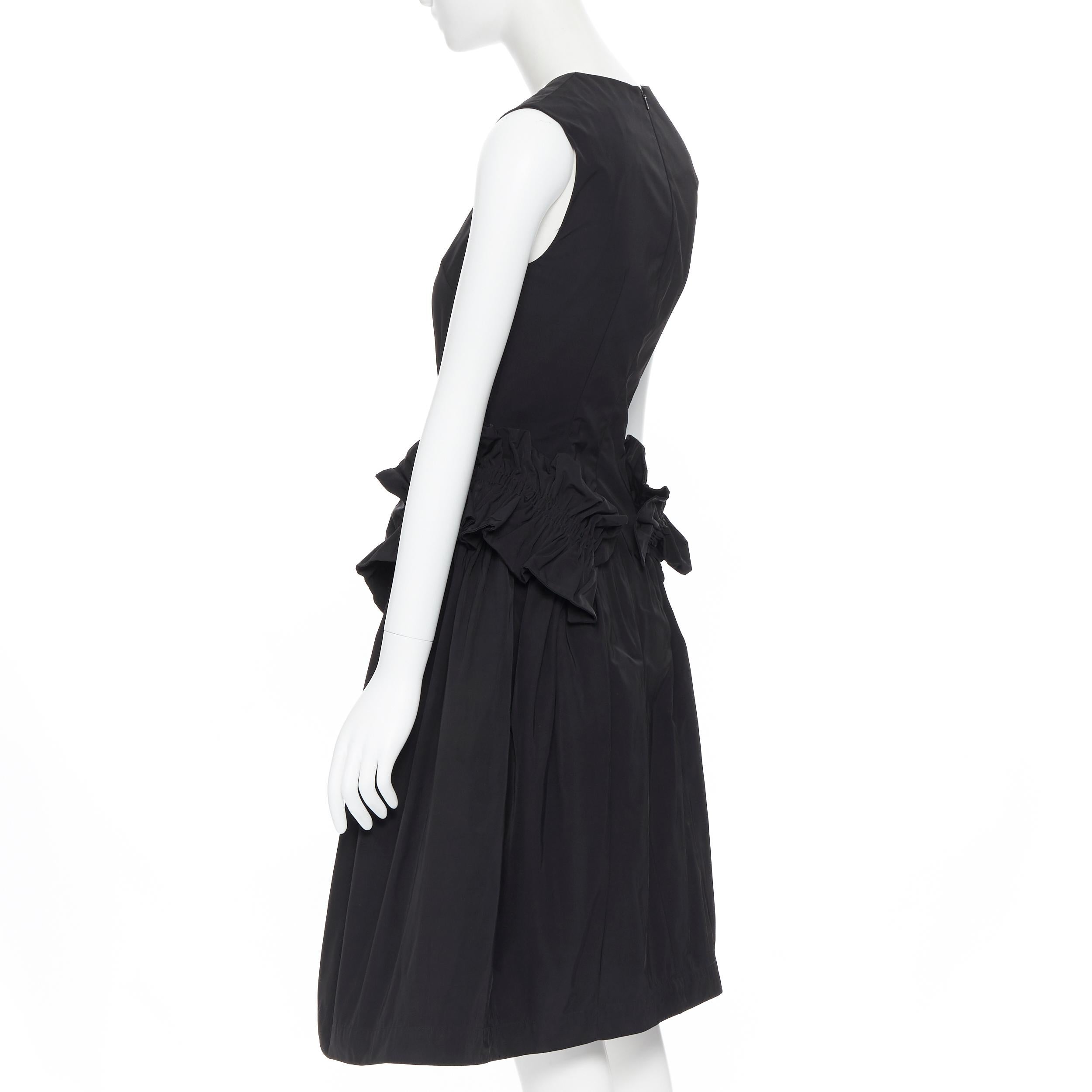 Women's SIMONE ROCHA black gathered ruffle dropped waist flared hem cocktail dress UK6 S