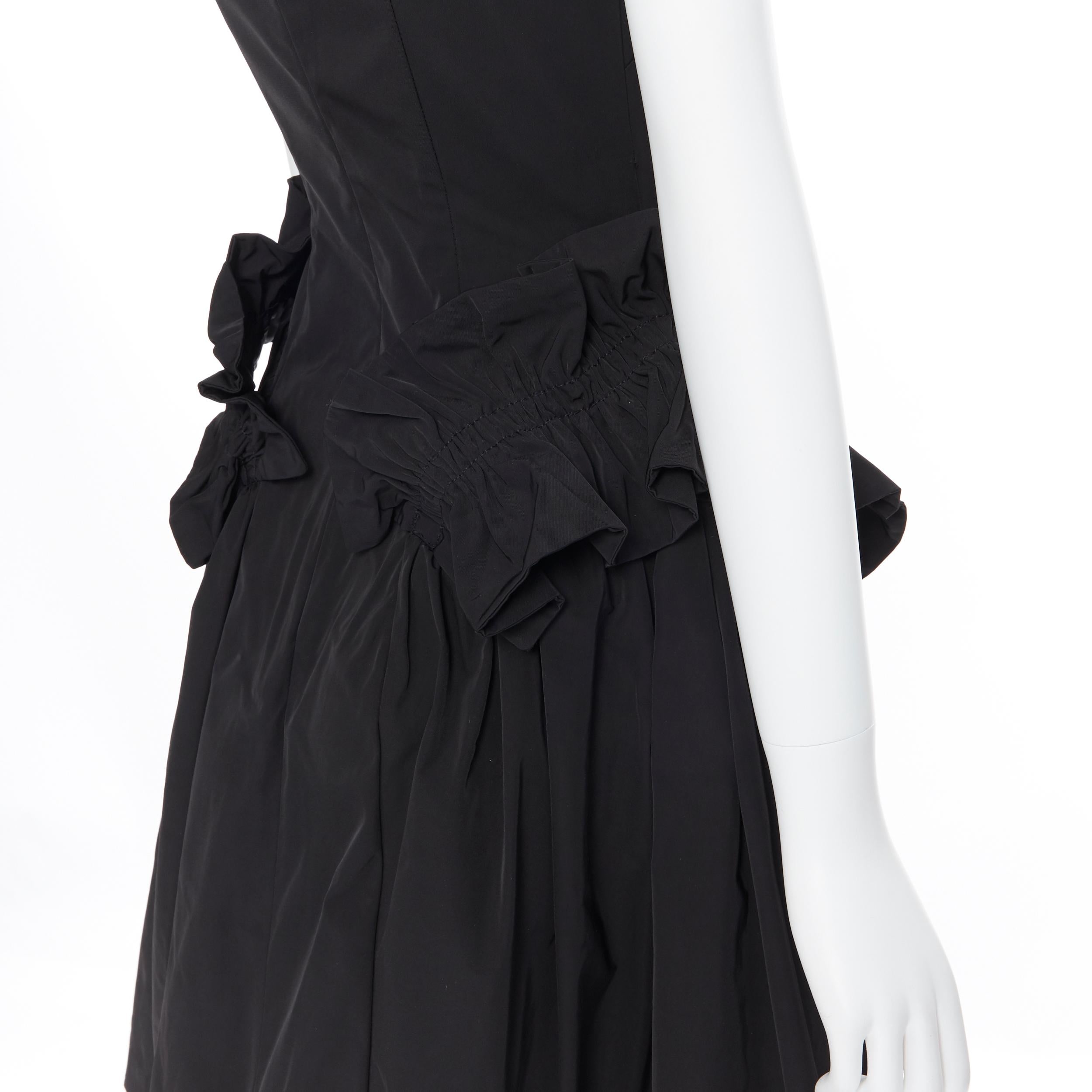 SIMONE ROCHA black gathered ruffle dropped waist flared hem cocktail dress UK6 S 1
