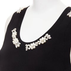 SIMONE ROCHA black knit pearl crystal embellished ruffled sweater vest M