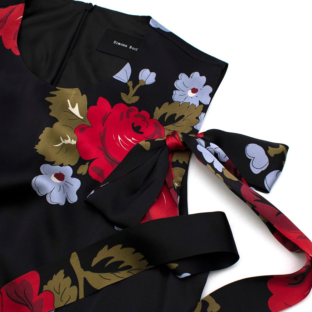 Simone Rocha Black Multi-coloured Floral Pattern Dress - Size US 8 For Sale 1