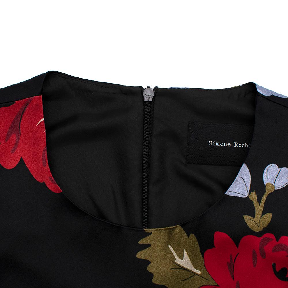 Simone Rocha Black Multi-coloured Floral Pattern Dress - Size US 8 For Sale 3